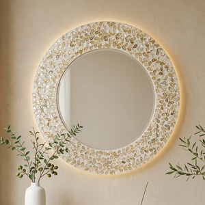 Espejo Decorativo de Pared con Marco de Conchas de Madreperla, Hecho a Mano, Tradicional, Ecológico, para Cumpleaños, Venta al Por Mayor - Product Image 1