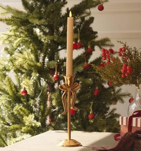 Golden <b>Brass</b> <b>Candlestick</b> Holder with Bow Design for Wedding Home Decoration - Product Image 3
