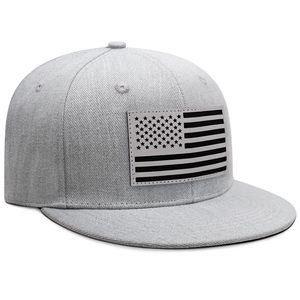 Gorra Unisex de 6 Paneles con Cierre a Presión, Color Gris, de Algodón, con Bordado de la Bandera Americana en el Panel Frontal, Estilo Casual, Ajuste para Adultos - Product Image 3