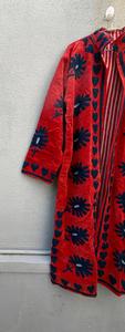 Red Embroidered Breathable Velvet <b>Quilted</b> Bomber <b>Jacket</b> Floral Heart <b>Pattern</b> Knitted Outerwear for Autumn Winter Gift for Her - Product Image 2