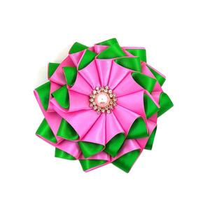 Broche florale surdimensionnée de 5.5 pouces pour femmes Corsage de couleur vibrante grecque - Product Image 2