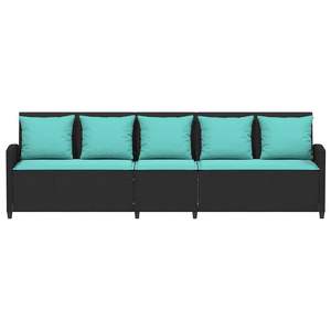 5 Seater <b>Black</b> Poly Rattan Patio <b>Sofa</b> With Cushions Outdoor <b>Garden</b> <b>Sofa</b> Set Contemporary Design - Product Image 4