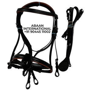 Bridon en cuir véritable pour cheval avec boucles en acier inoxydable, équipement équestre durable et confortable - Product Image 2