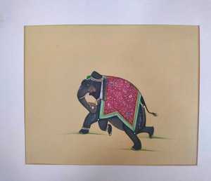 Peinture d'éléphant artisanale sur toile, art mural indien traditionnel, décor peint à la main pour salon, chambre, bureau, cadeau - Product Image 2