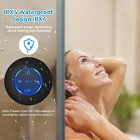 Lecteur audio sans fil étanche avec ventouse et lumières LED RGB pour salle de bain, douche, sports de plein air – Cadeau, fournitures en gros