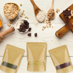 Bolsas de papel kraft con ventana de 6 x 9 pulgadas, bolsas resellables con cierre de cremallera, bolsas kraft verticales para envasado de alimentos - Product Image 3
