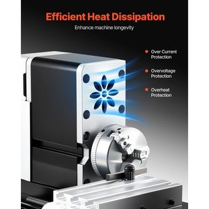 Mini tour à métaux didactique 36W, vitesse 20 000 tr/min, mandrin à 3 mors en alliage d'aluminium 2,76 x 5,12 po pour le travail des métaux et la métallurgie - Product Image 5