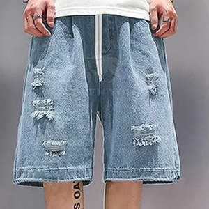 Pantalones Cortos de Moda Urbana para Hombre, Diseñados con Ajuste Cómodo y Estilo Jeans Jorts - Product Image 2