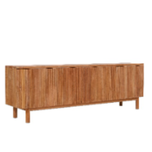 Mueble aparador de lujo con 4 puertas y marco de madera de teca natural para la decoración del hogar. - Product Image 1