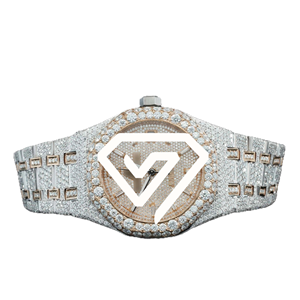 Montre en or rose bicolore 41 mm entièrement pavée de diamants Moissanite, montre de luxe à l'aspect diamant pour homme - Product Image 5