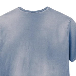 Camiseta de Manga Corta Azul Claro Desgastada, Camiseta Informal de Algodón Premium con Lavado Vintage para Hombre - Product Image 6