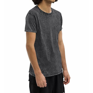 T-shirt décontracté respirant pour homme, col rond, en coton tricoté 100 %, délavé à l'acide, de bonne qualité, à prix abordable, avec logo personnalisé - Product Image 2