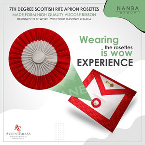 Handcrafted <b>Ribbon</b> Rosette for Apron Regalia Masonic <b>Red</b> and White Cockade - Product Image 4