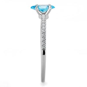 Anello in Acciaio Inossidabile Blu Mare DA034 con Zirconi Cubici di Grado AAA, Altamente Lucidato e Senza Placcatura - Product Image 4