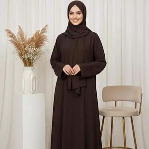 Breathable Lightweight Polyester Niqab Cape Khimar Face Veil <b>Plain</b> Color Islamic Jersey Khimar And <b>Abaya</b> Set - Product Image 4