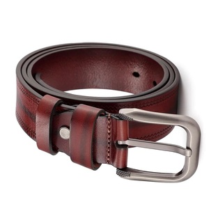 Cinturón Casual de Cuero Genuino para Hombre, Color Marrón, con Hebilla Rectangular Plateada, Diseño Sólido y Duradero - Product Image 4