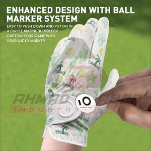 Guantes de Golf de Cuero Personalizados de Fábrica para Golfistas Zurdos, Marcador de Pelota, Transpirables, Suaves, con Agarre para Todo Clima y Patrón Impreso - Product Image 3