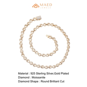 Collier en Moissanite Plaqué Or 18K, Chaîne Fine Tendance, Design Maillon Infini, Pendentif Classique Style New York - Product Image 6