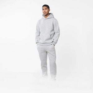 Chándal Gris con Capucha para Hombre, Manga Larga, Color Sólido, Transpirable, Informal, para Otoño, Corte Regular, Bolsillos Laterales, Cintura Elástica - Product Image 1