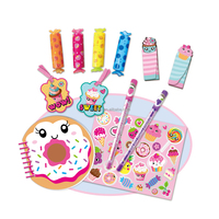 Ensemble de papeterie élégant pour enfants Tokidas Fashion T417S, sac de papeterie transparent parfumé avec autocollants, stylos gel, bloc-notes