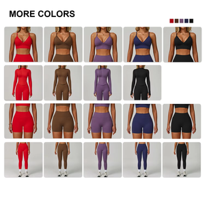 Women Seamless Gym Yoga Set Sports Bra High Waist Leggings Shorts <b>Workout</b> <b>Jacket</b> Stretch Fitness Quick Dry Recyclable Activewear - Product Image 3