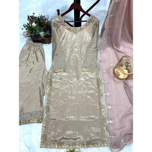 Conjunto Dupatta de diseñador para mujer, parte superior inferior, con bordado elegante - Product Image 2