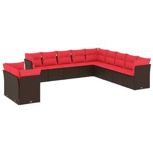 Ensemble de canapés de patio en polyrotin marron, 11 pièces, avec coussins, pour canapés de jardin - Product Image 2