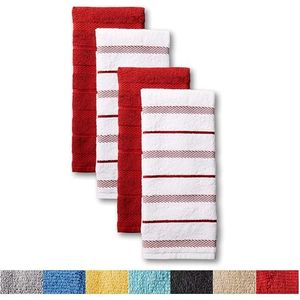 Set di 4 Asciugamani da Cucina Albany Rosso Passione/Bianco 16"x26"-Qualità Premium per la Tua Cucina - Product Image 2