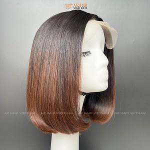 Peluca Bob de pelo vietnamita 100%, peluca Frontal de encaje HD de Color de Punta marrón 13x6, peluca Frontal de encaje para mujeres negras, extensiones de cabello humano - Product Image 5