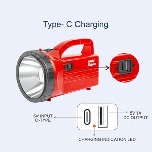 Potente bombilla LED de antorcha recargable de 4000mAh, rango de 1KM, carga tipo C para uso Industrial, diseño versátil y robusto de cuerpo ABS - Product Image 5