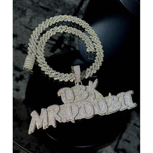 Luxury <b>Custom</b> Double Layer Letter Pendant Personalized <b>Name</b> <b>Necklace</b> Hip Hop Jewelry Personalized Graffiti <b>Name</b> Pendant - Product Image 1