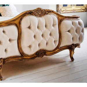 Ensemble de chambre à coucher en teck classique de luxe, lit rembourré en bois massif - Product Image 5