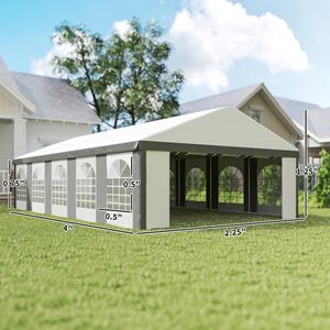 Heavy-Duty 20FT X 33FT Wedding <b>Tent</b> Outdoor Party Carport Garage Patio Gazebo <b>Canopy</b> Sidewall Gray Color Made Durable Polyester - Product Image 3