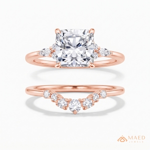 Bijoux de fiançailles en moissanite taille coussin carrée, plaqué or rose, avec pierre centrale étincelante, trésor d'anniversaire pour les mariées - Product Image 1