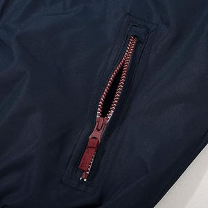 Chaqueta Acolchada Azul Marino para Hombre, Cuello Alto, Cierre de Cremallera, Ropa Casual de Invierno, Corte Regular, Color Sólido, Acolchado Grueso, Bolsillos - Product Image 5