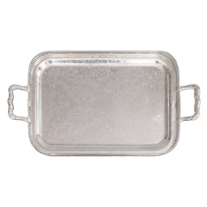 Plateaux de service en aluminium de dernière génération avec poignée, forme personnalisée, plateau de service alimentaire argenté pour table, utilisable à la maison et dans les hôtels - Product Image 6