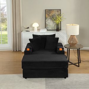 โซฟาห้องนั่งเล่นแสนสบายพร้อมหมอนอิง 2 ใบ และโซฟาแบบมีที่วางเท้า - Product Image 2