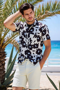 Camisa Hawaiana Floral de Algodón para Hombre, Camisa de Diseñador de Manga Corta para Playa Tropical Aloha, Venta al por Mayor - Product Image 2