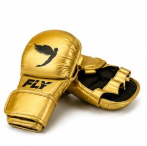 Gants de combat MMA en cuir de vache véritable personnalisés, à lacets, pour adultes, design doré premium, pour entraînement et sparring de kickboxing - Product Image 4