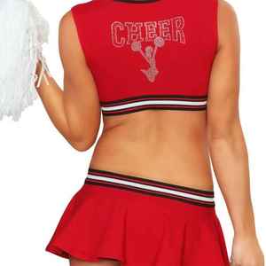 Nouveaux uniformes de pom-pom girls au design tendance, tenues de danse en deux pièces, en polyester, avec logo personnalisé imprimé - Product Image 6
