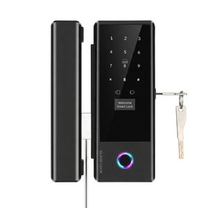 Fox Domotics FDHL-A9-B-BLE <b>Bluetooth</b> Glass Door Lock with Fingerprint, TTLock App, RFID & Doorbell Function - Product Image 1