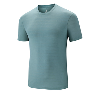Camiseta de Punto de Manga Corta con Cuello Redondo de Secado Rápido para Hombre, Color Sólido, Corte Ajustado, Informal, Azul - Product Image 3