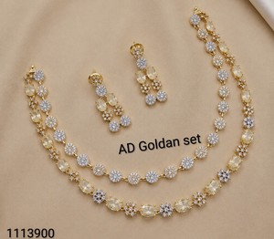 Gold Plated Women's <b>Necklace</b> and Earring Set with Pink Crystal and Rhinestone Flower Design for Wedding Romantic Jewelry - Product Image 6