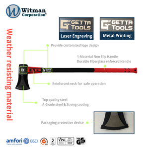 Hache de fendage industrielle de 8 lb, acier au carbone de qualité A, tête affûtée et trempée, manche renforcé en fibre de verre, 92 cm, résistante aux chocs - Product Image 3