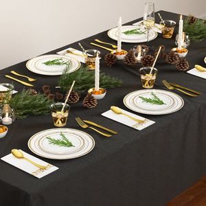50 Ensembles de Vaisselle Jetable Personnalisable avec Logo – Assiettes Circulaires Plates en PS Dorées, Gobelets, Couteaux, Fourchettes, Serviettes et Pailles Inclus - Product Image 6