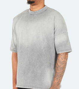 T-shirt Homme Oversize Effet Délavé Coton Lourd Premium Coupe Décontractée Col Rond Manches Courtes Style Décontracté Streetwear Tendance - Product Image 3