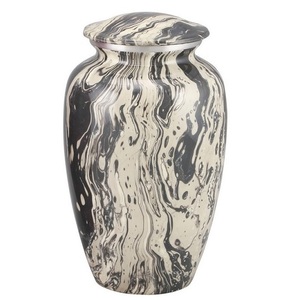 Urnas funerarias de aluminio para adultos con acabado en color blanco y negro, urnas metálicas para cenizas humanas, urnas conmemorativas para cremación. - Product Image 1