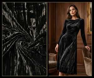 Crushed Velvet Fabric Mechanically Pressed Lustrous Crinkled Texture Multidimensional Shimmer Resilient Luxury Textile - Product Image 3