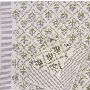 Super Soft Breathable Light Green Floral Jaipuri Indian Hand <b>Block</b> Printed Premium 100% Cotton Bedsheet Durable King Size - Product Image 3