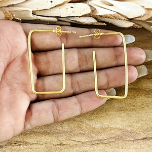 Pendientes de Aro Rectangulares Geométricos de Diseño Único, Estilo Bohemia, Chapados en Oro de 18k, con Forma de Polígono Cuadrado, Joyería para Fiesta, Venta al Por Mayor OEM - Product Image 4